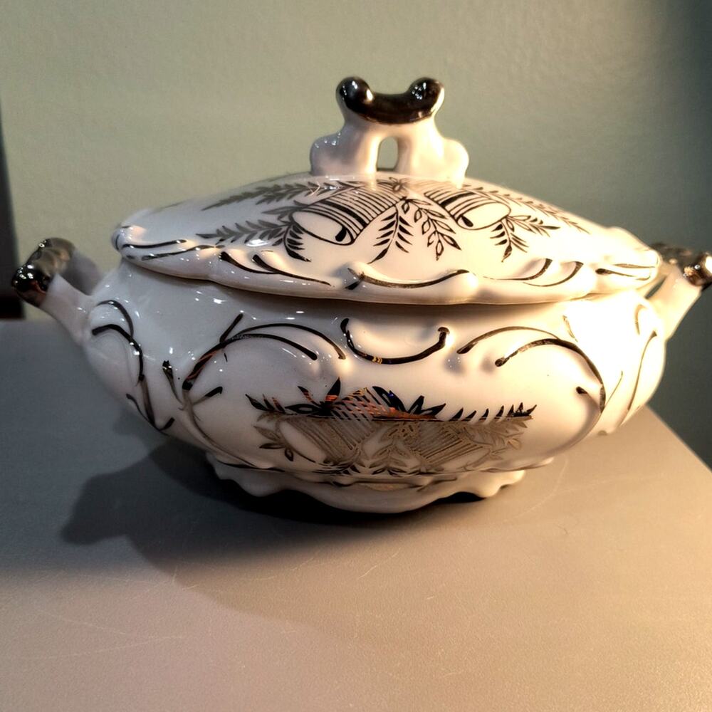 797. 25th Silver Anniversary Lidded Dish Norcrest Fine China